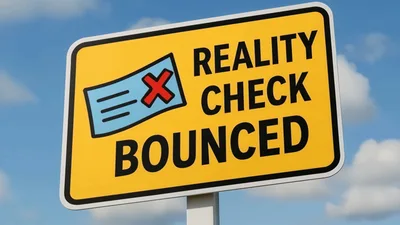 Reality Check Bounced Sign Against Blue Sky