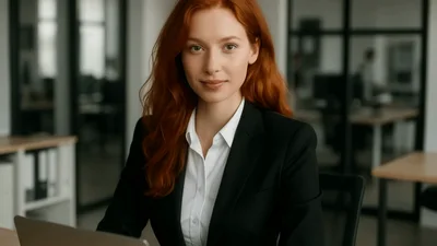 Professional Businesswoman Smiling At Camera In Modern Office