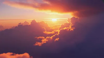 Aerial View Of Golden Sunset Clouds