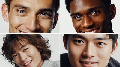 Four Diverse Men Smiling In A Split Screen Montage