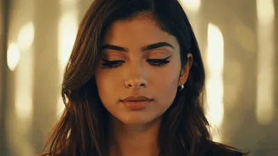 Young Woman Blinking And Looking At Camera