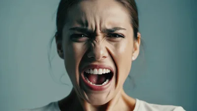Young Woman Screaming In Anger And Frustration