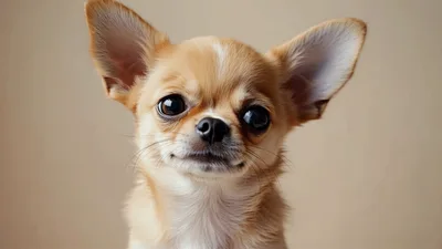 Adorable Chihuahua Puppy Blinking And Looking Around