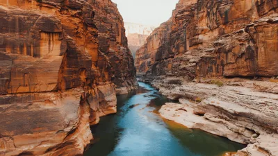 Aerial View Of Colorado River Through Grand Canyon