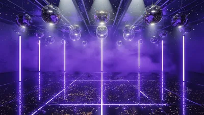 Empty Nightclub Dance Floor With Rotating Disco Balls