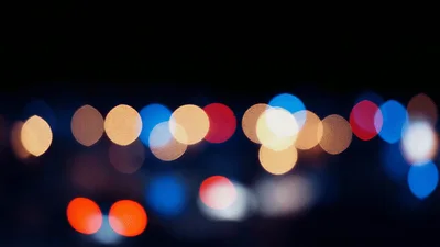 Blurred Night Traffic Lights With Bokeh Effect