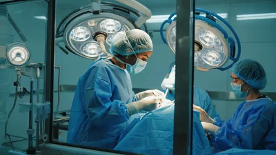Surgeons Performing Medical Operation In Modern Operating Room