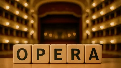Wooden Blocks Spelling Opera In An Empty Theater