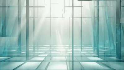 Abstract Glass Structure With Shifting Light Beams