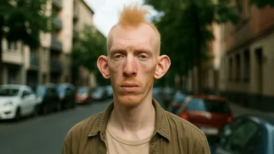 Portrait Of A Young Man With Distinctive Facial Features