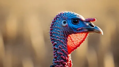 Close Up Portrait Of A Wild Turkey