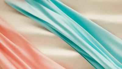 Flowing Pink And Turquoise Silk Fabric Waves