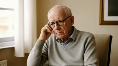 Thoughtful Elderly Man Sitting In A Quiet Room
