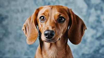 Close Up Portrait Of A Cute Brown Dachshund Dog