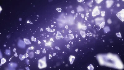 Floating Shimmering Crystals In Deep Purple Space