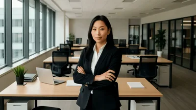 Professional Asian Businesswoman Standing In Modern Office