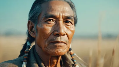 Portrait Of An Elderly Native American Man Outdoors