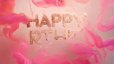 Pink Ink Cloud Revealing Happy Birthday Text