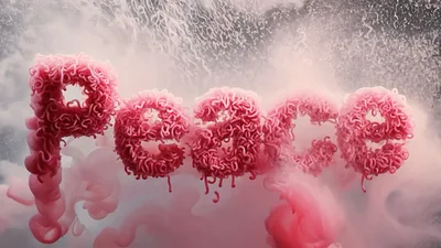 Pink Ink Cloud Forming The Word Peace