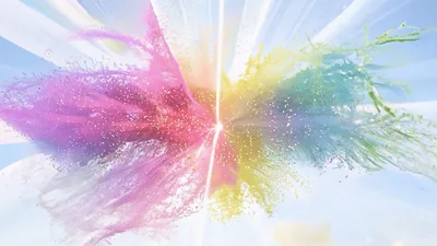 Colorful Powder Explosion Forming The Word Spring