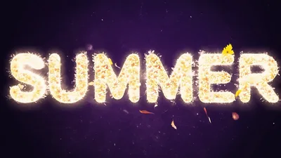 Summer Text Reveal With Falling Colorful Flower Petals