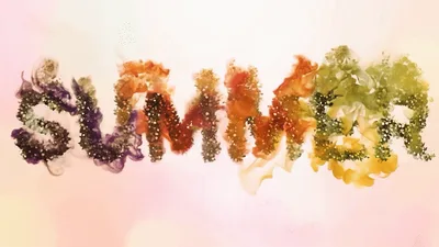 Summer Text Formed By Colorful Floral Particles