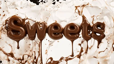 Chocolate Sweets Text Reveal With Milk Splash