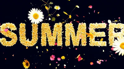 Summer Text Formed By Colorful Blooming Flowers
