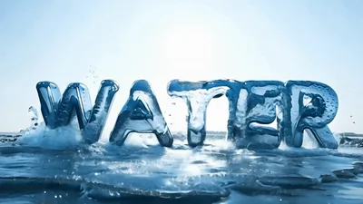 Liquid Water Text Formation Over Icy Landscape