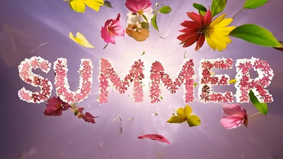 Summer Text Animation With Blooming Flowers And Sunlight