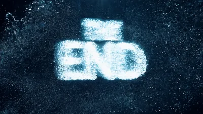 The End Text Animation With Glowing Particles