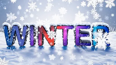 Animated Winter Text With Falling Snowflakes Background