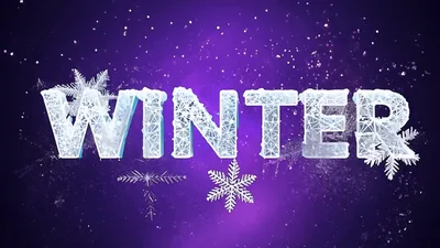 Winter Text Animation With Falling Snowflakes On Purple Background