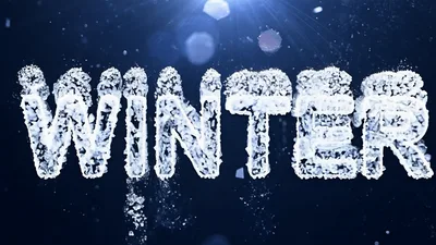 Winter Text Animation With Falling Snow Particles