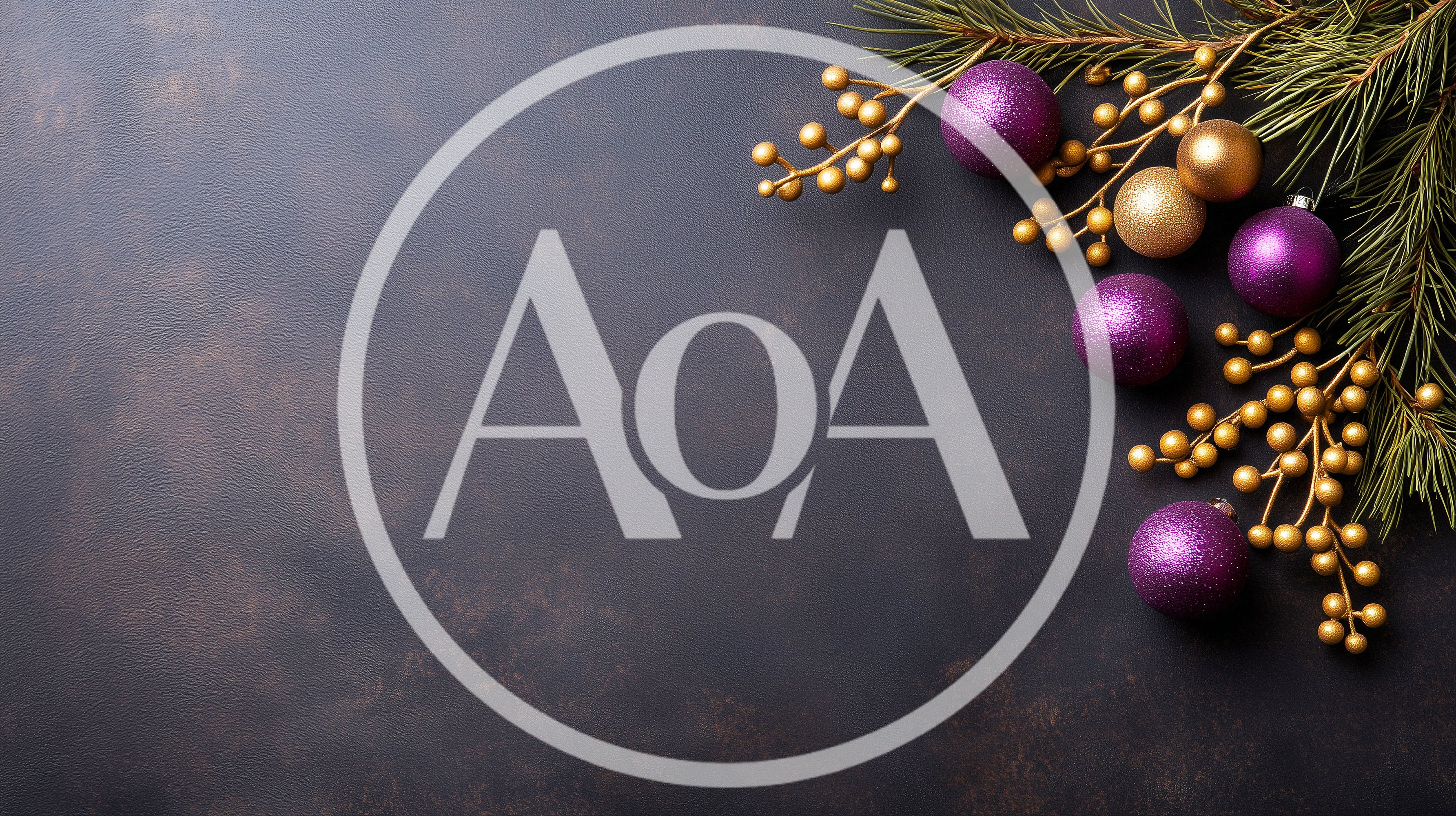 Christmas Ornaments and Pine Branches on Dark Background