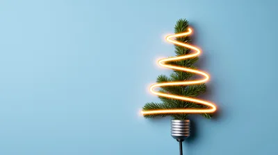 Christmas Tree Made Of Pine Branches And Neon Light
