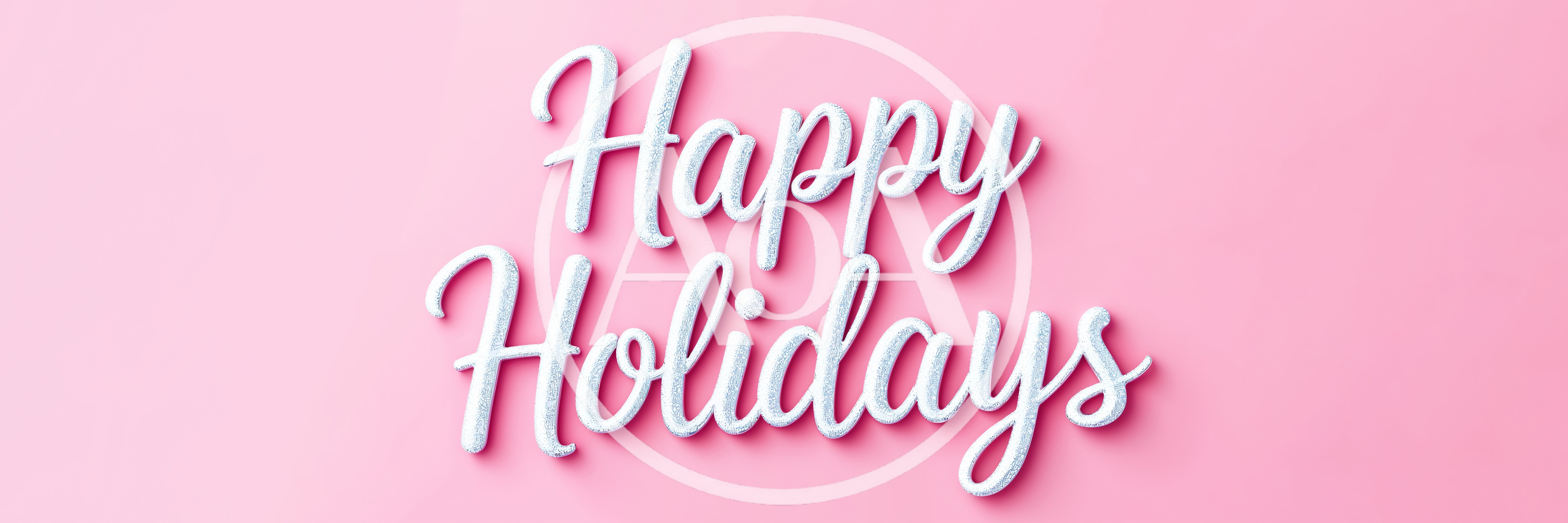 Happy Holidays Text In Silver Glitter On Pink Background