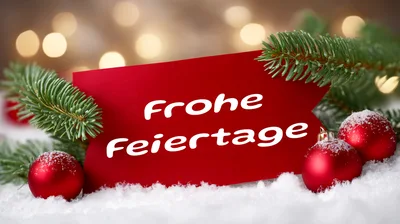 Red Christmas Card With Frohe Feiertage Text