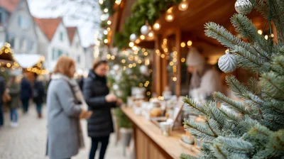 People Shopping at a Festive Christmas Market Stall