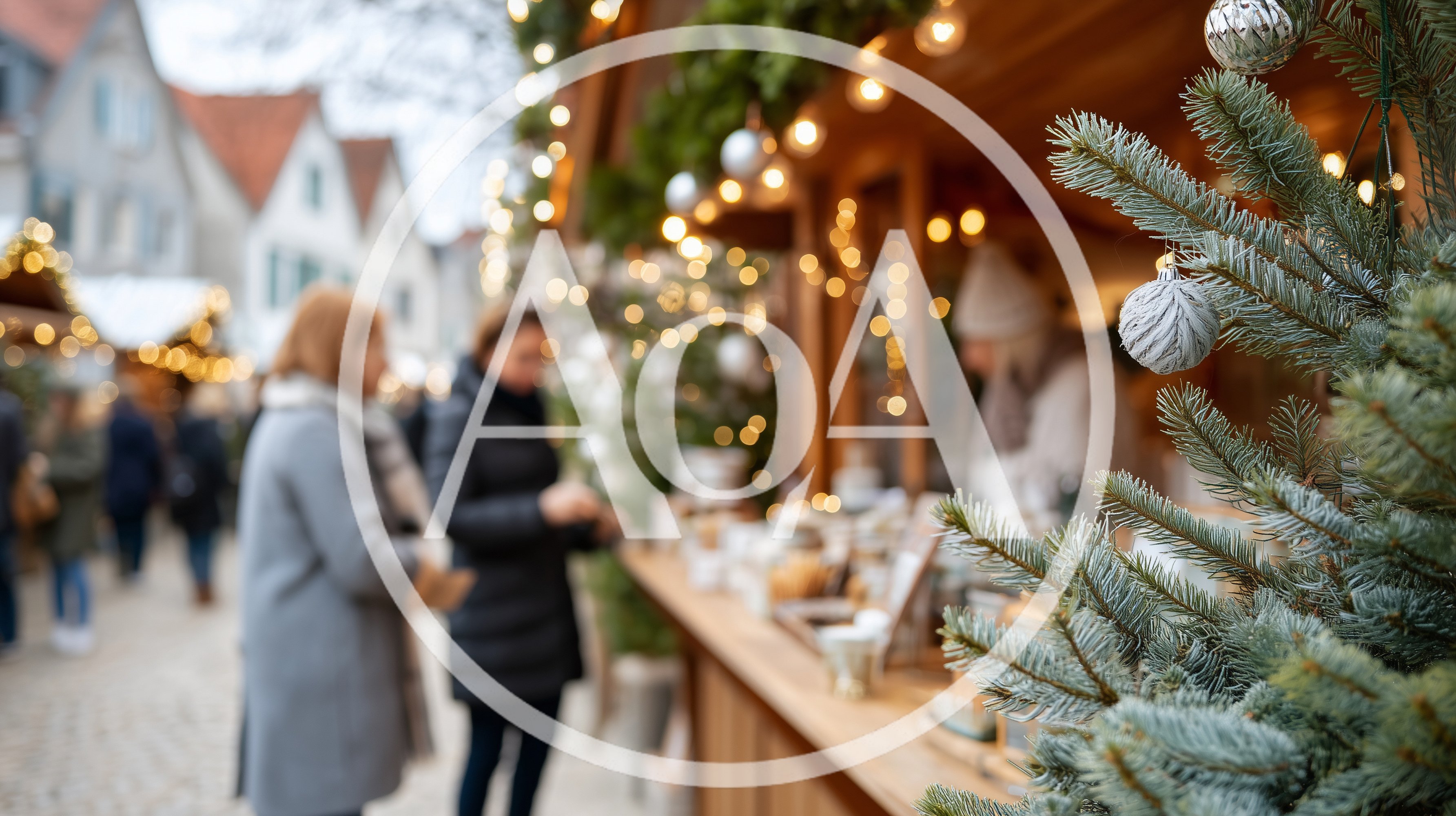People Shopping at a Festive Christmas Market Stall