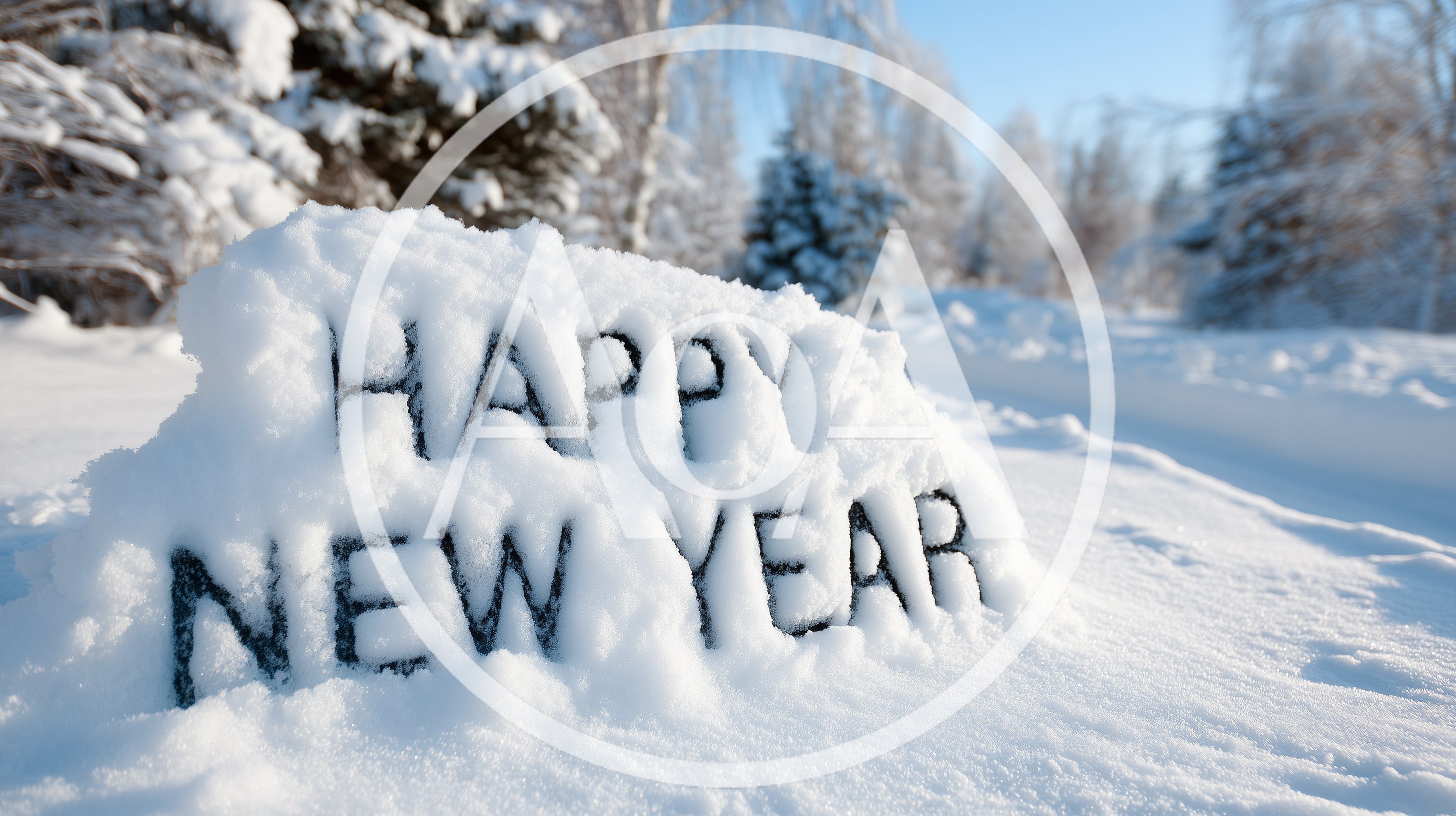 Happy New Year Text Carved In Snow