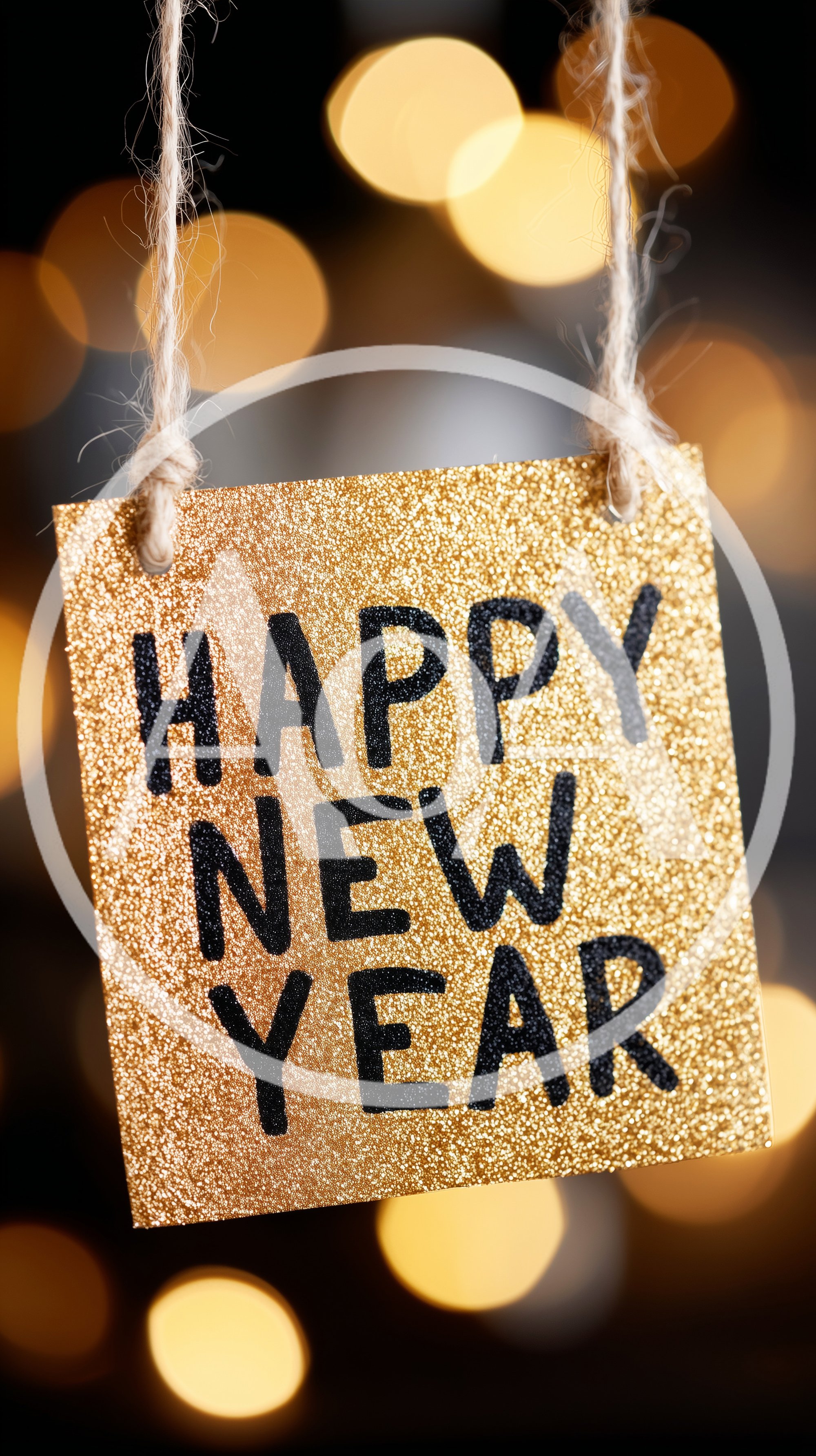 Gold Glitter Happy New Year Sign Hanging