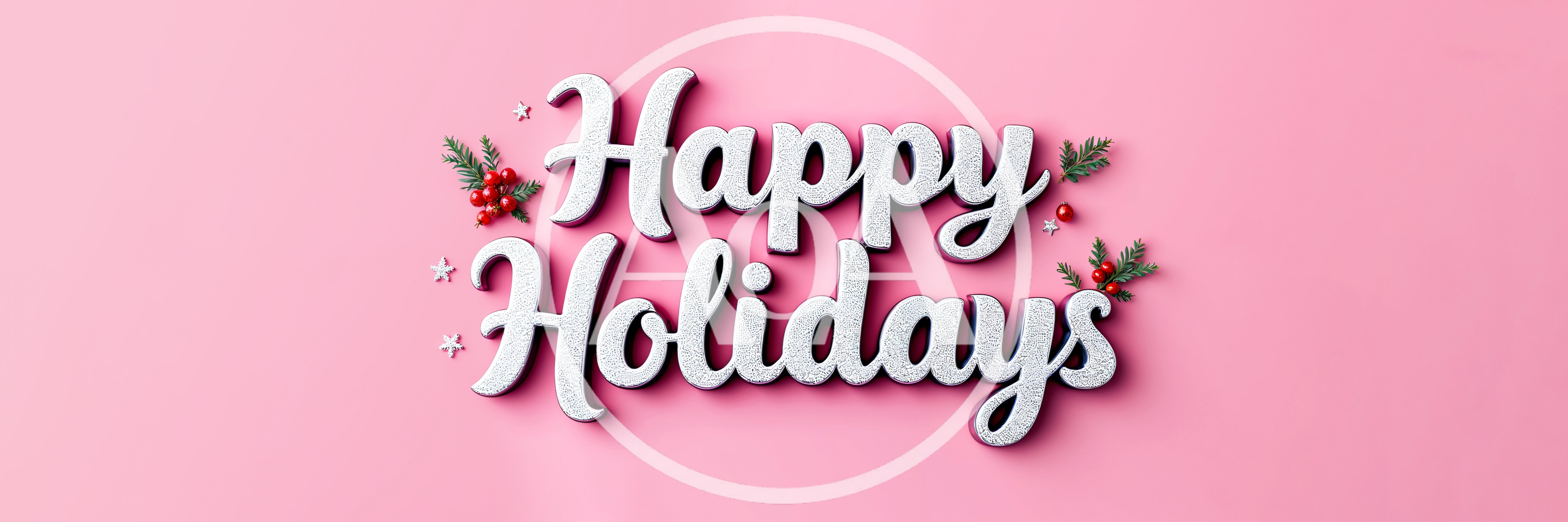 3D Happy Holidays Text With Christmas Decorations