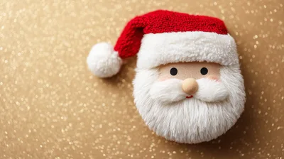 Santa Claus Ornament On A Gold Glitter Background