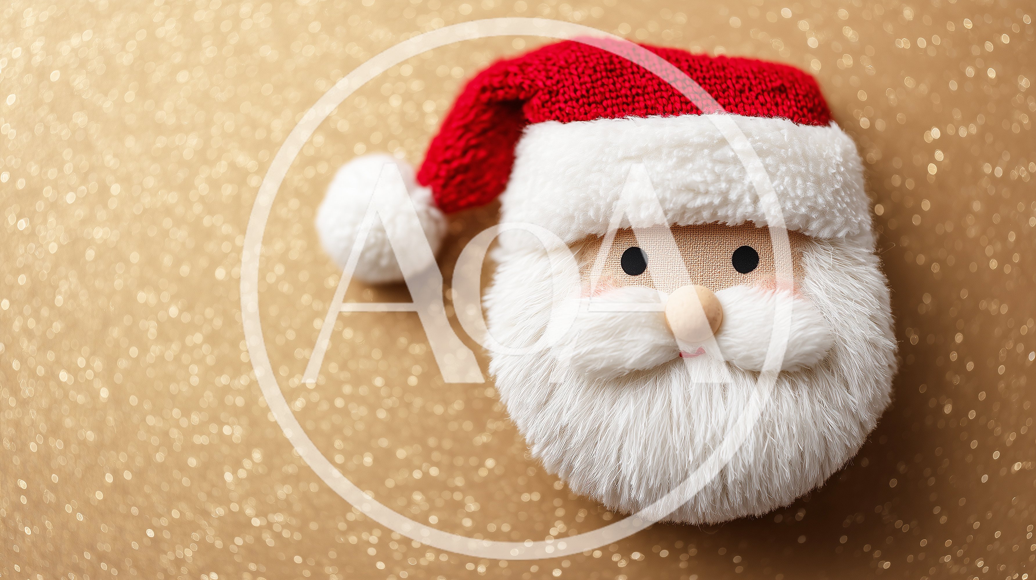 Santa Claus Ornament On A Gold Glitter Background