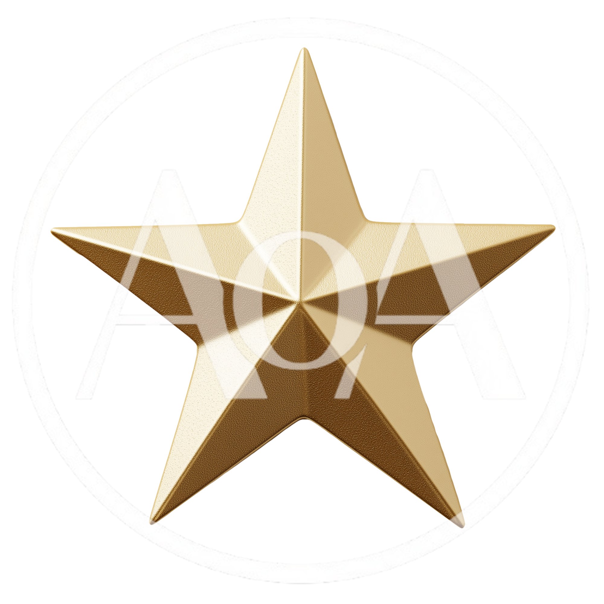 Golden Five Pointed Star Isolated On White Background