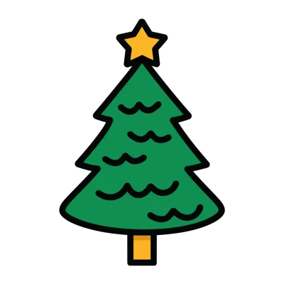 Minimalist Christmas Tree Illustration With Yellow Star