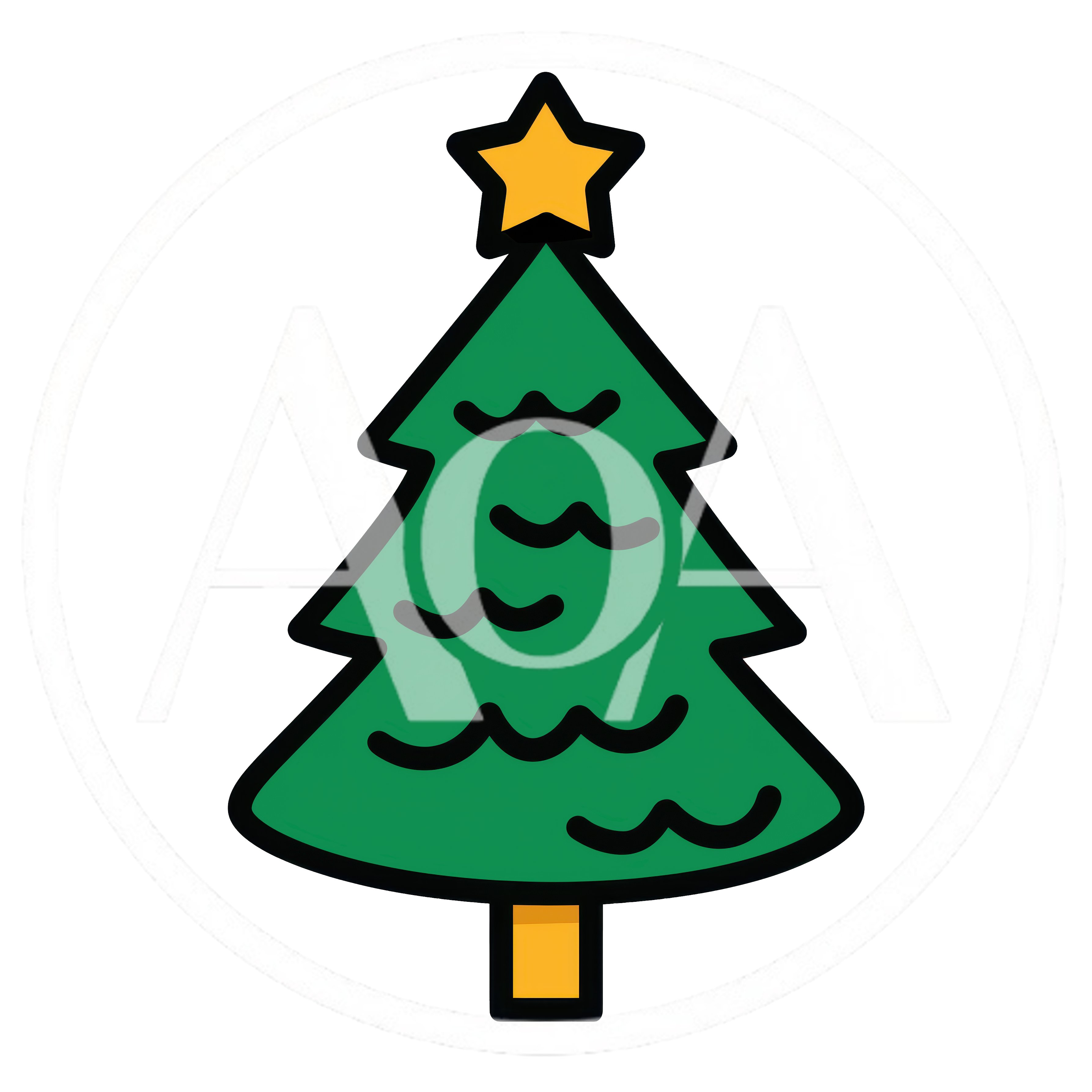 Minimalist Christmas Tree Illustration With Yellow Star