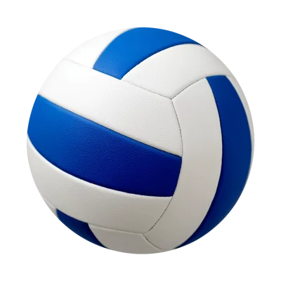 Blue and White Volleyball Isolated on White Background
