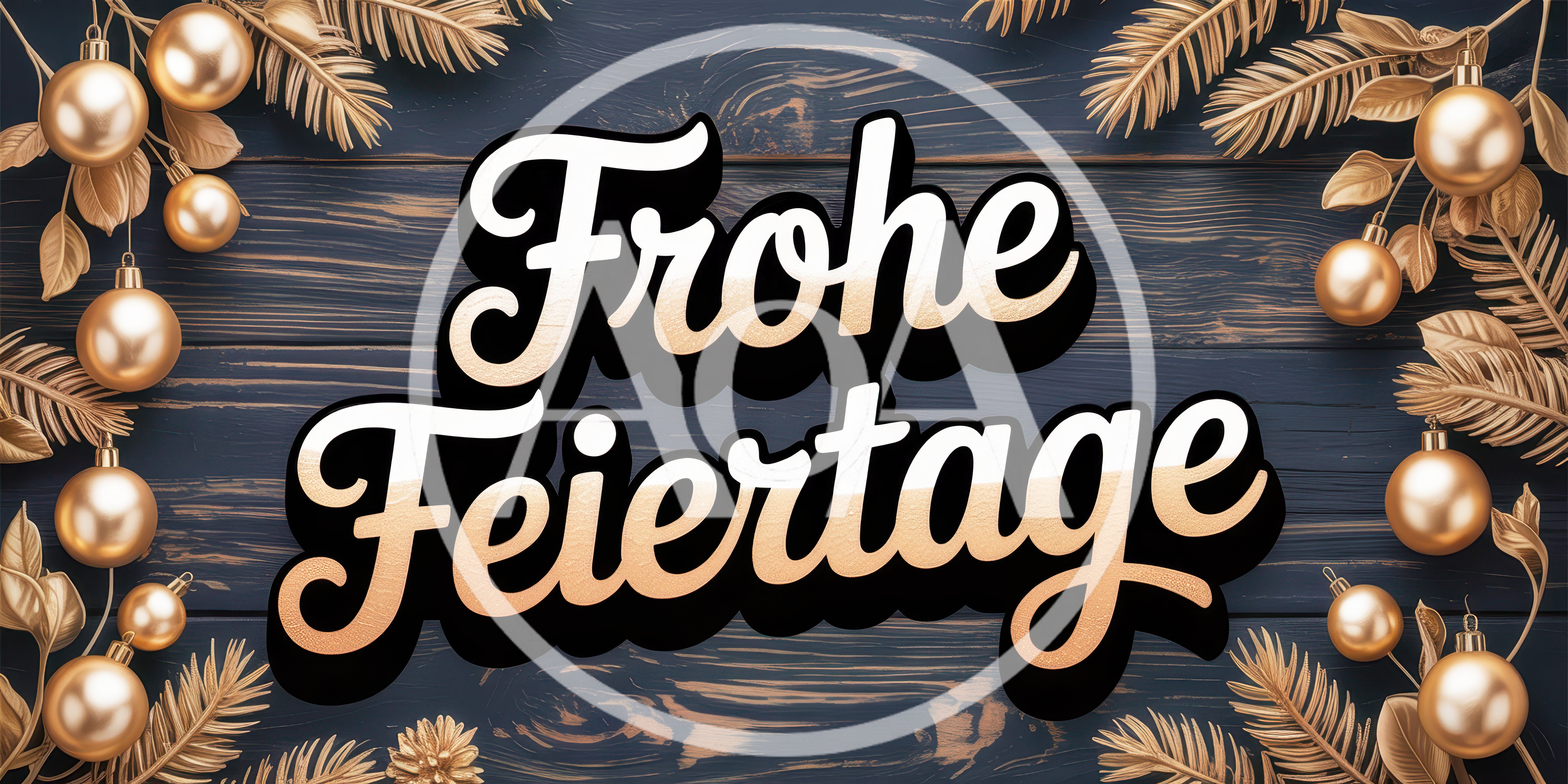 Frohe Feiertage Greeting Card With Golden Ornaments